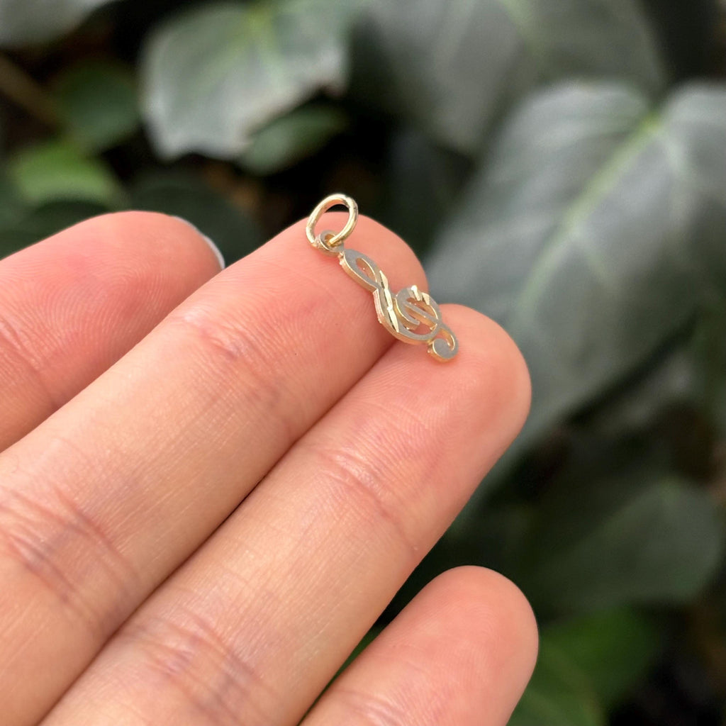 10k Gold Treble Clef Mini Charm Pendant