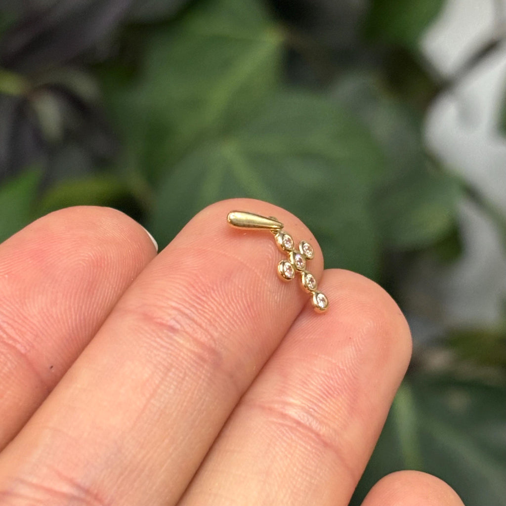 14k Gold Bezel Cubic Zirconia Stones Mini Cross Charm Pendant
