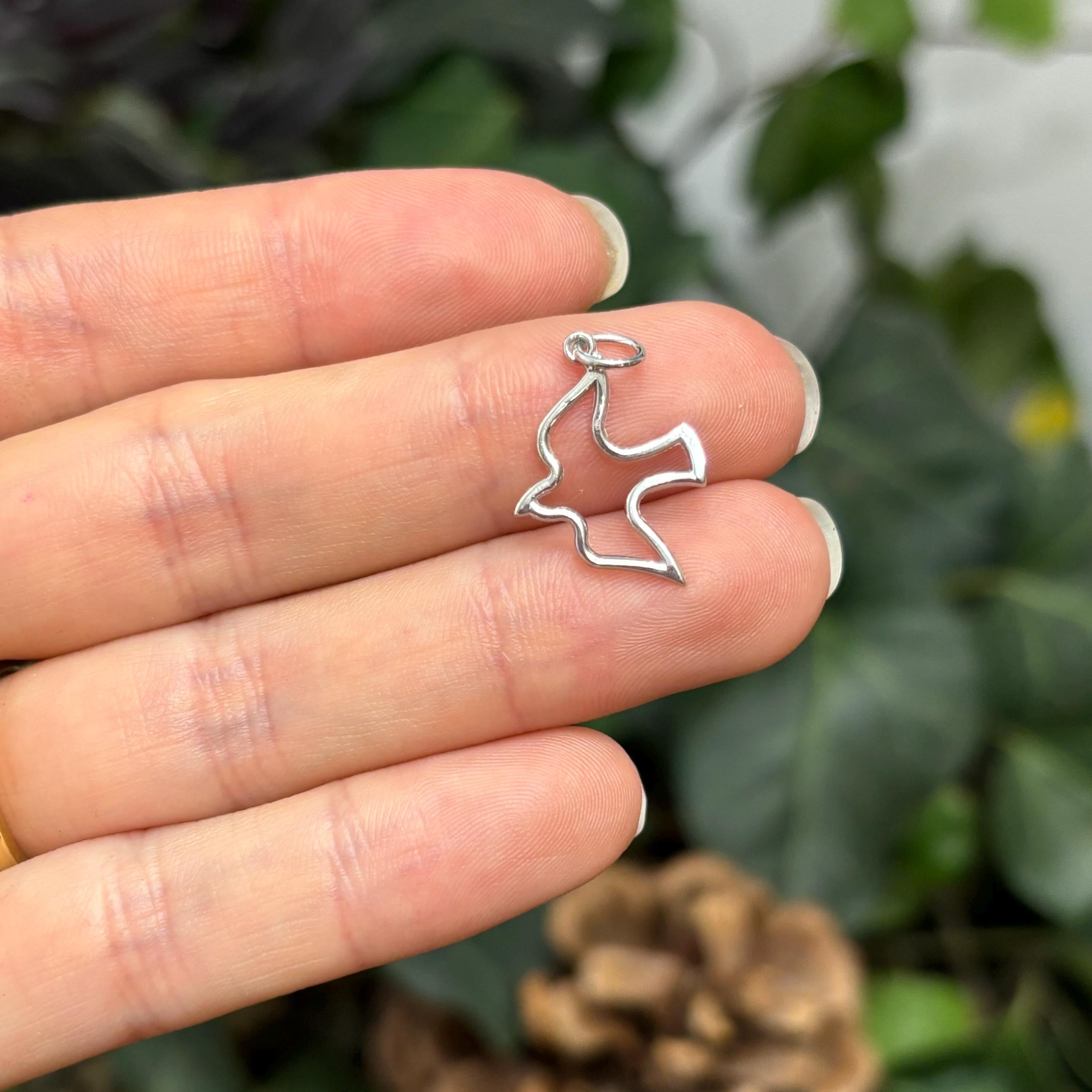 14k White Gold Flying Dove Cut-Out Charm Pendant