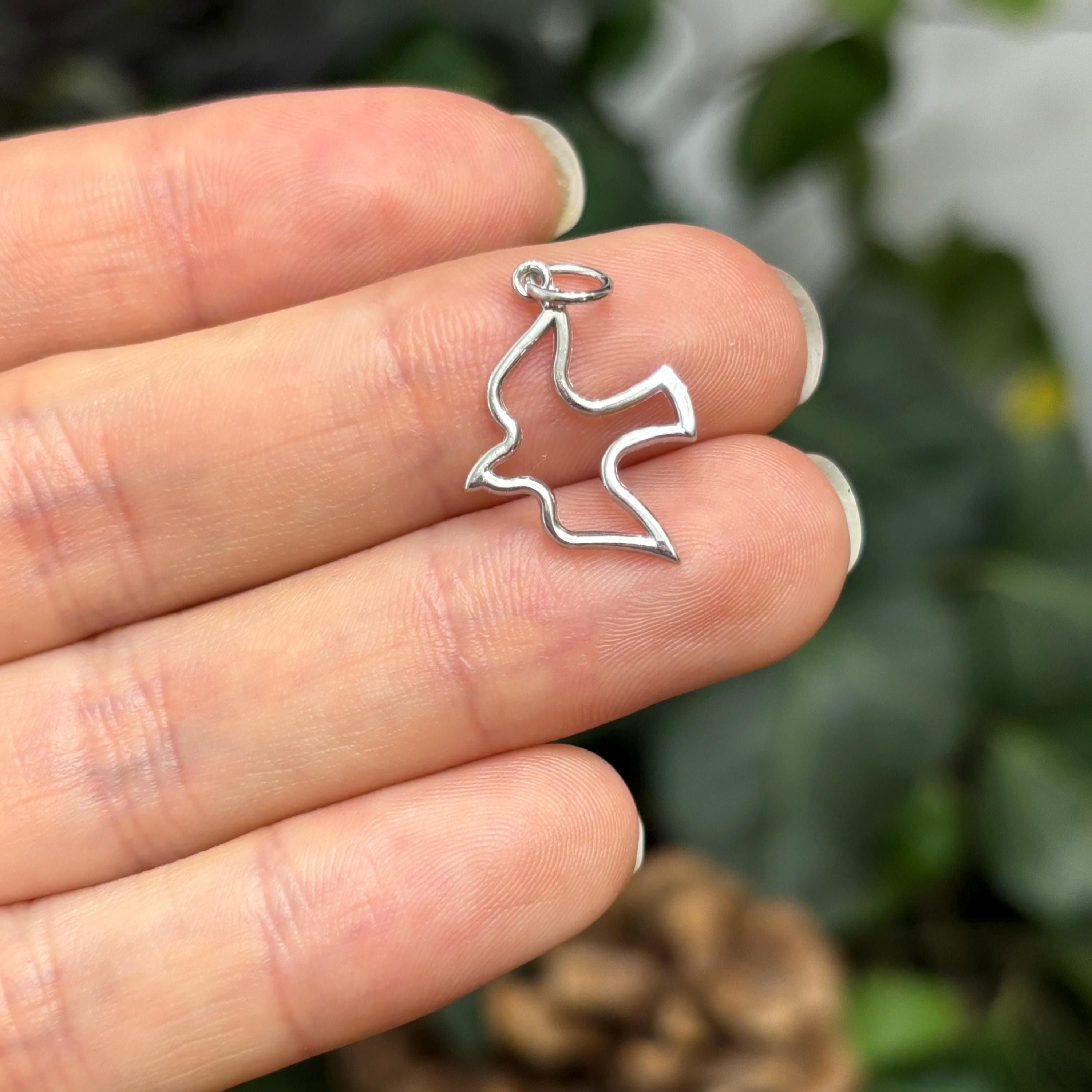 10k White Gold Flying Dove Cut-Out Charm Pendant