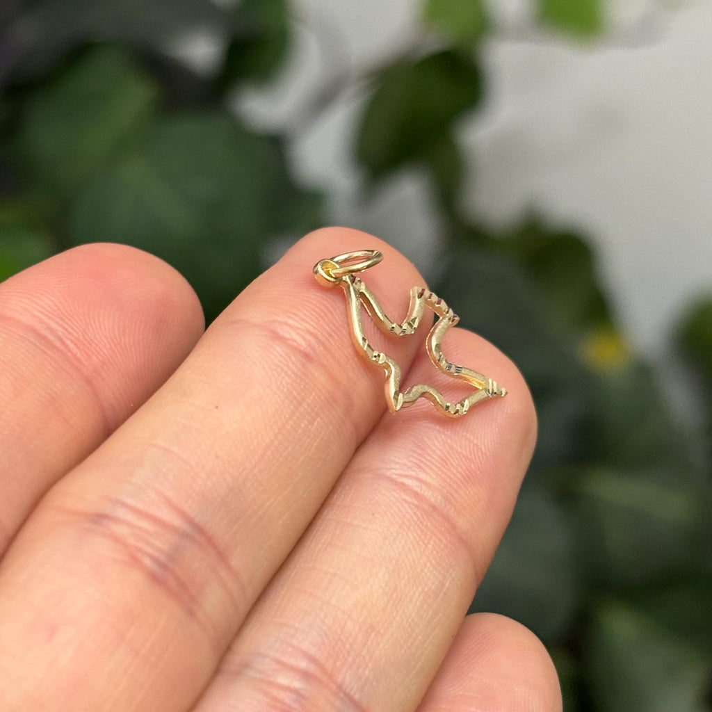 14k Gold Flying Dove Satin-Finished Charm Pendant