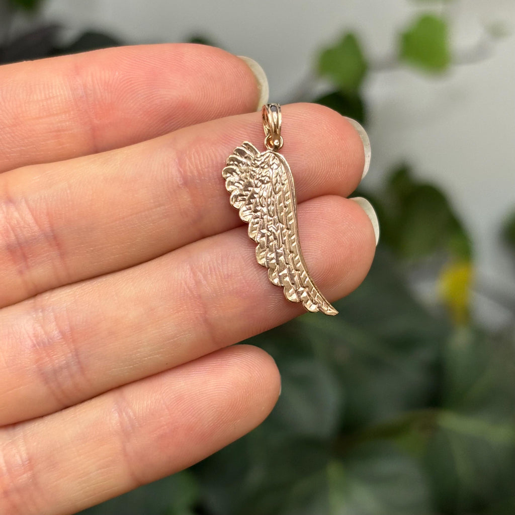 14k Rose Gold Angel Wing Charm Pendant