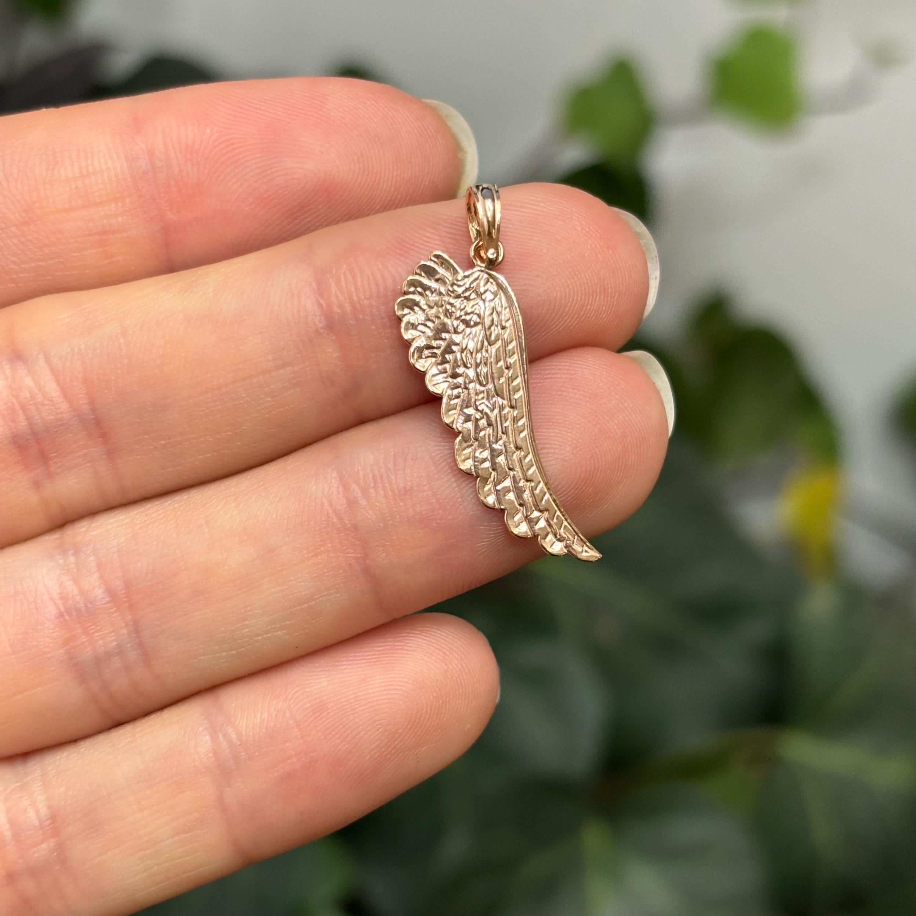 14k Rose Gold Angel Wing Charm Pendant