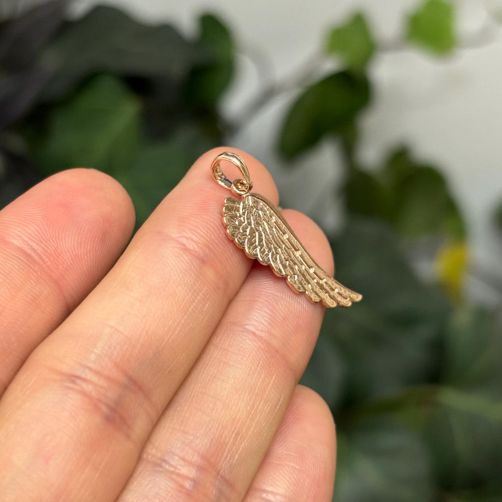 14k Rose Gold Angel Wing Charm Pendant