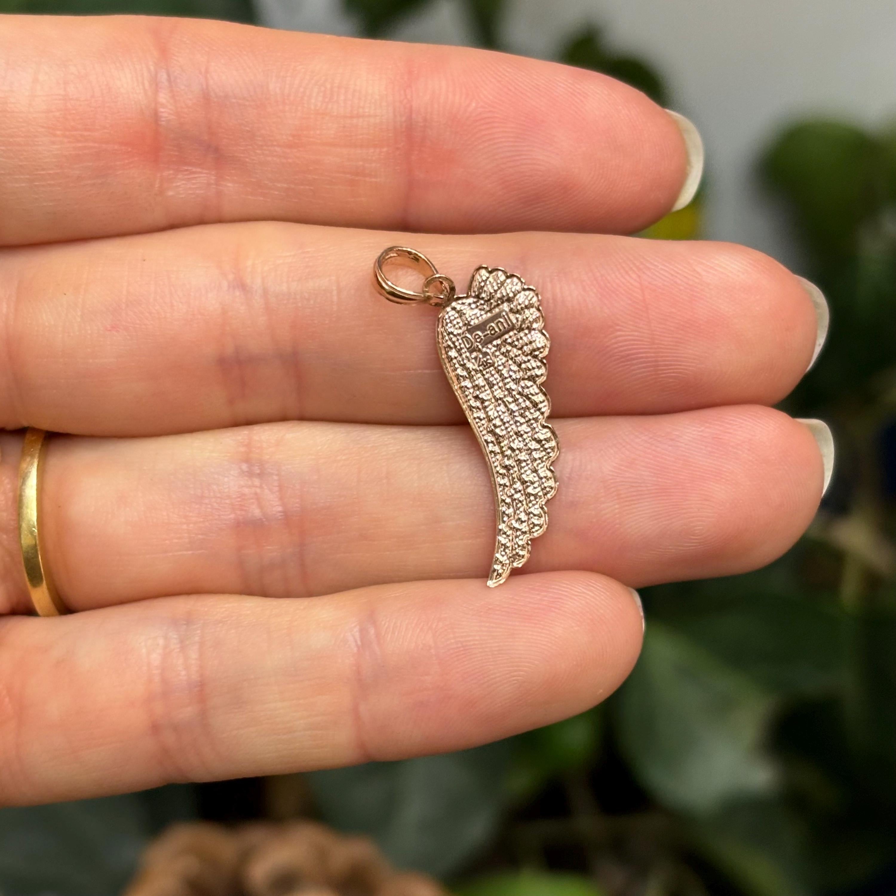 14k Rose Gold Angel Wing Charm Pendant