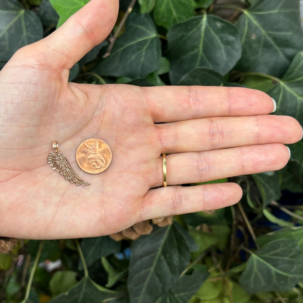 14k Rose Gold Angel Wing Charm Pendant