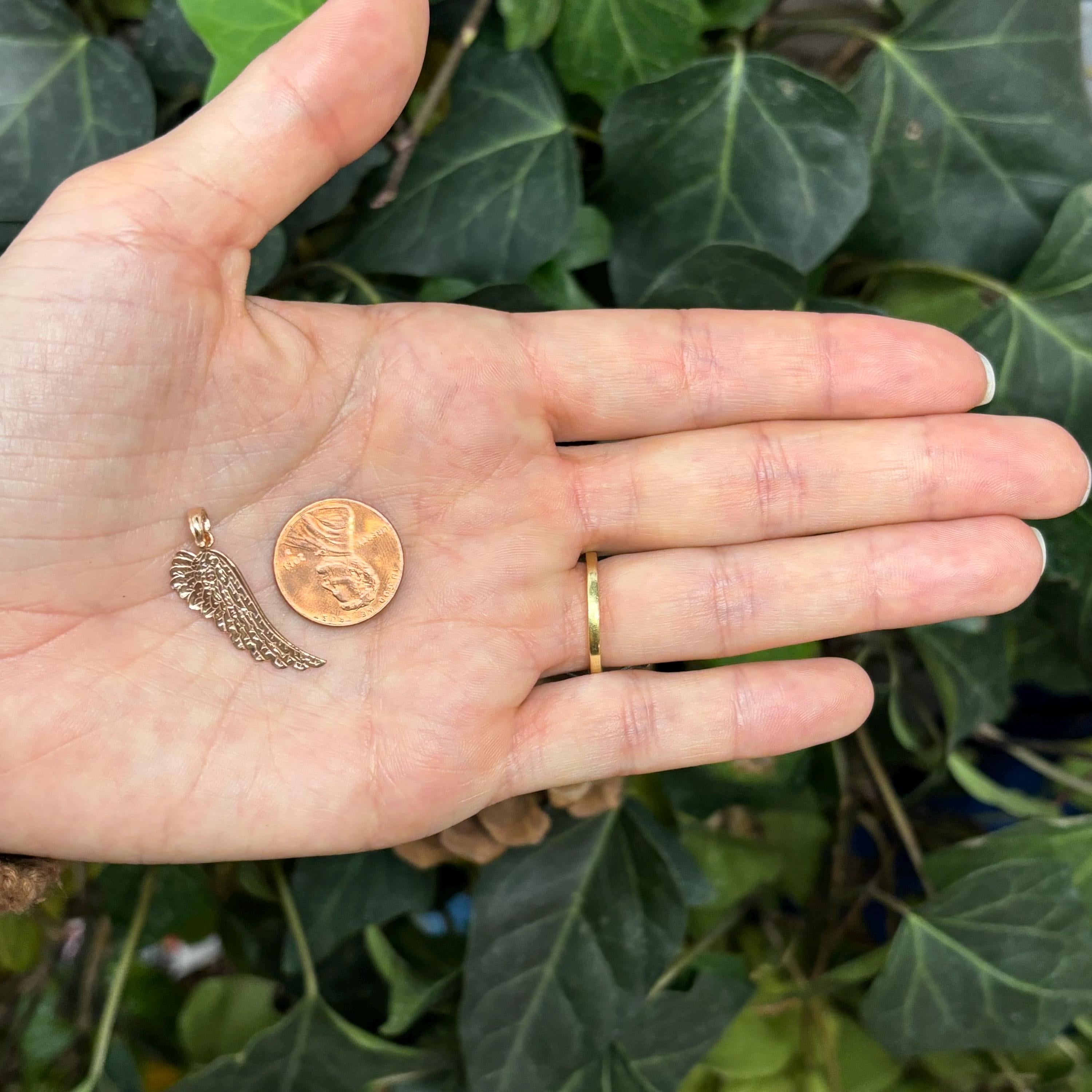 14k Rose Gold Angel Wing Charm Pendant