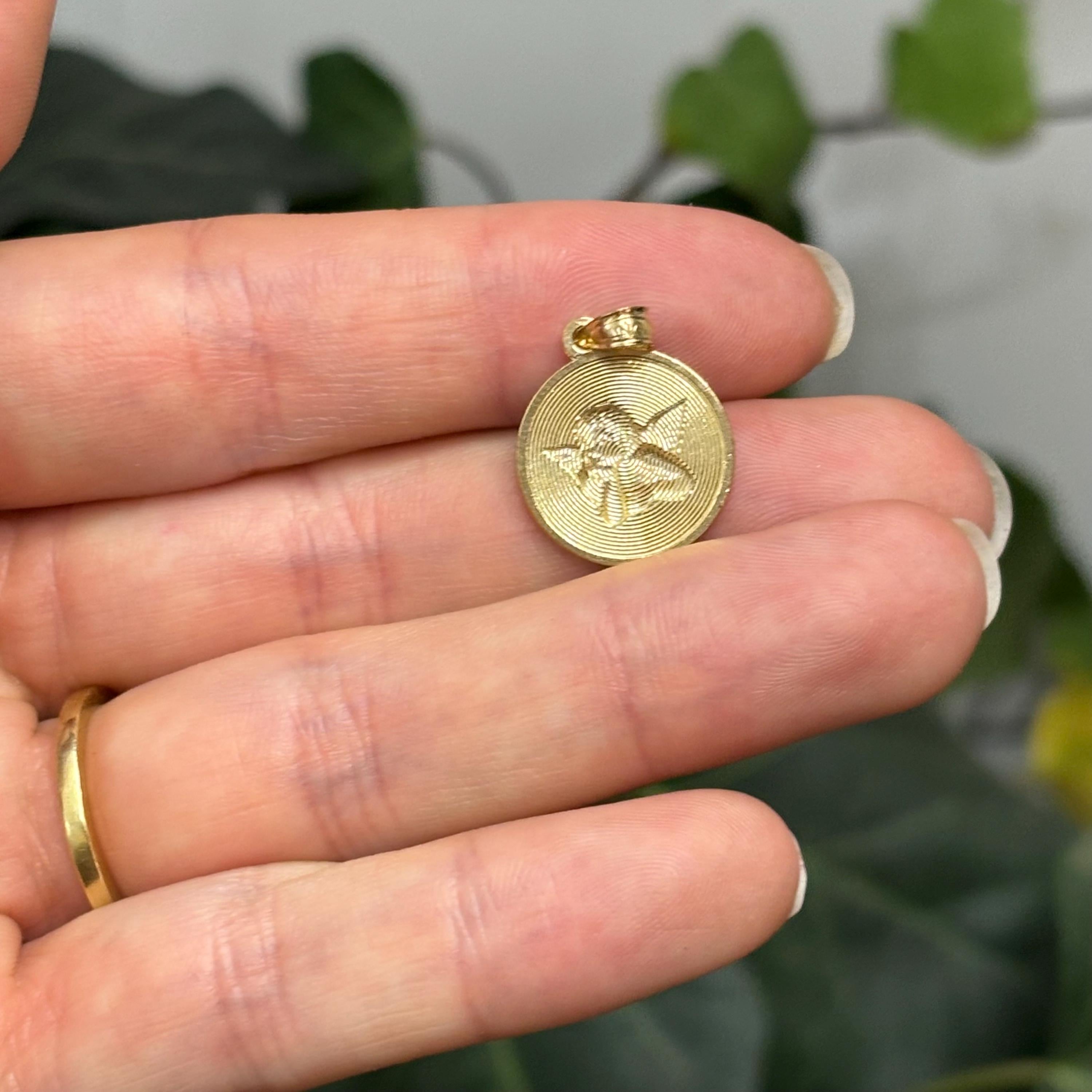 10k Gold Two-Tone Raphael Baby Angel Round Charm Pendant