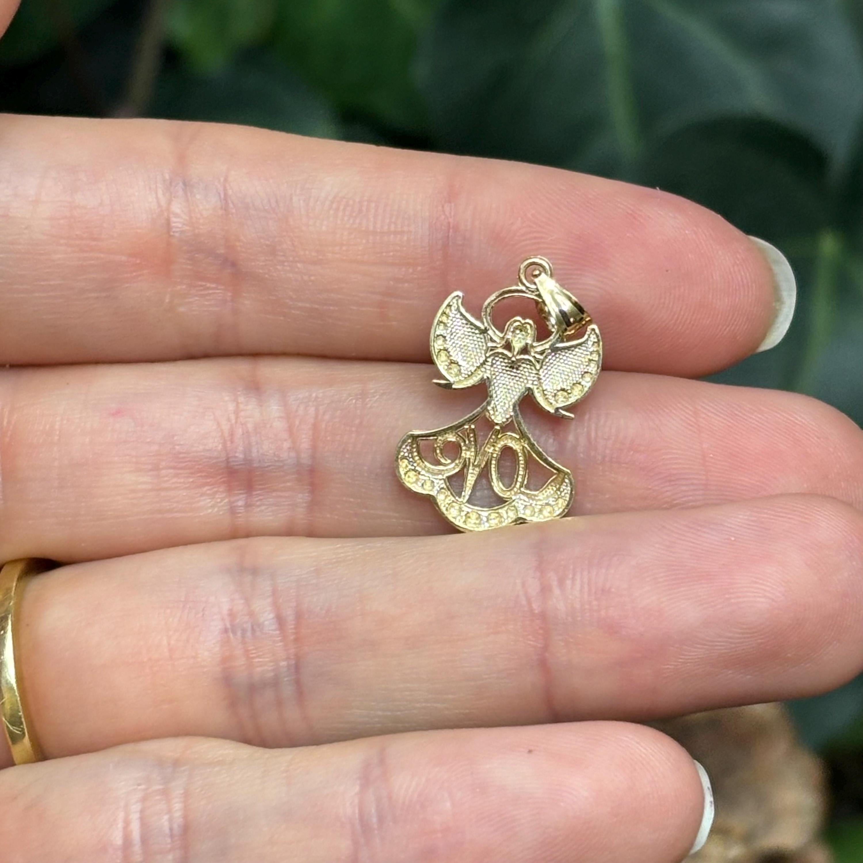14k Gold Two-Tone Angel Love Charm Pendant