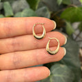 10k Gold Oval Textured Mini SINGLE (1) Hoop Earring