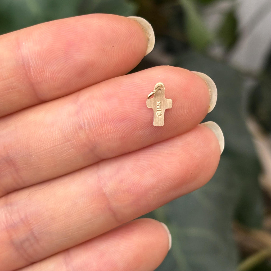 14k Heart Cross Mini Charm Pendant