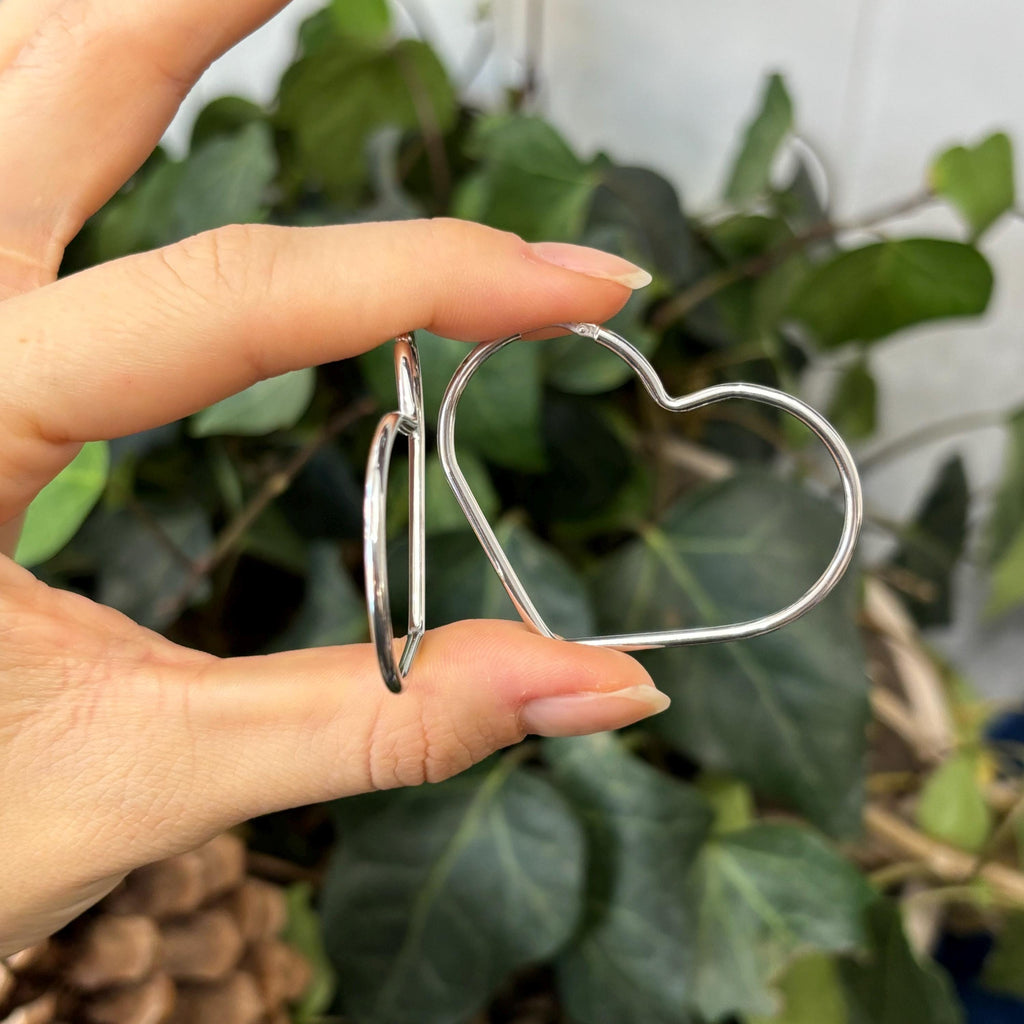 Sterling Silver Heart Hoop Earrings 45mm x 44mm