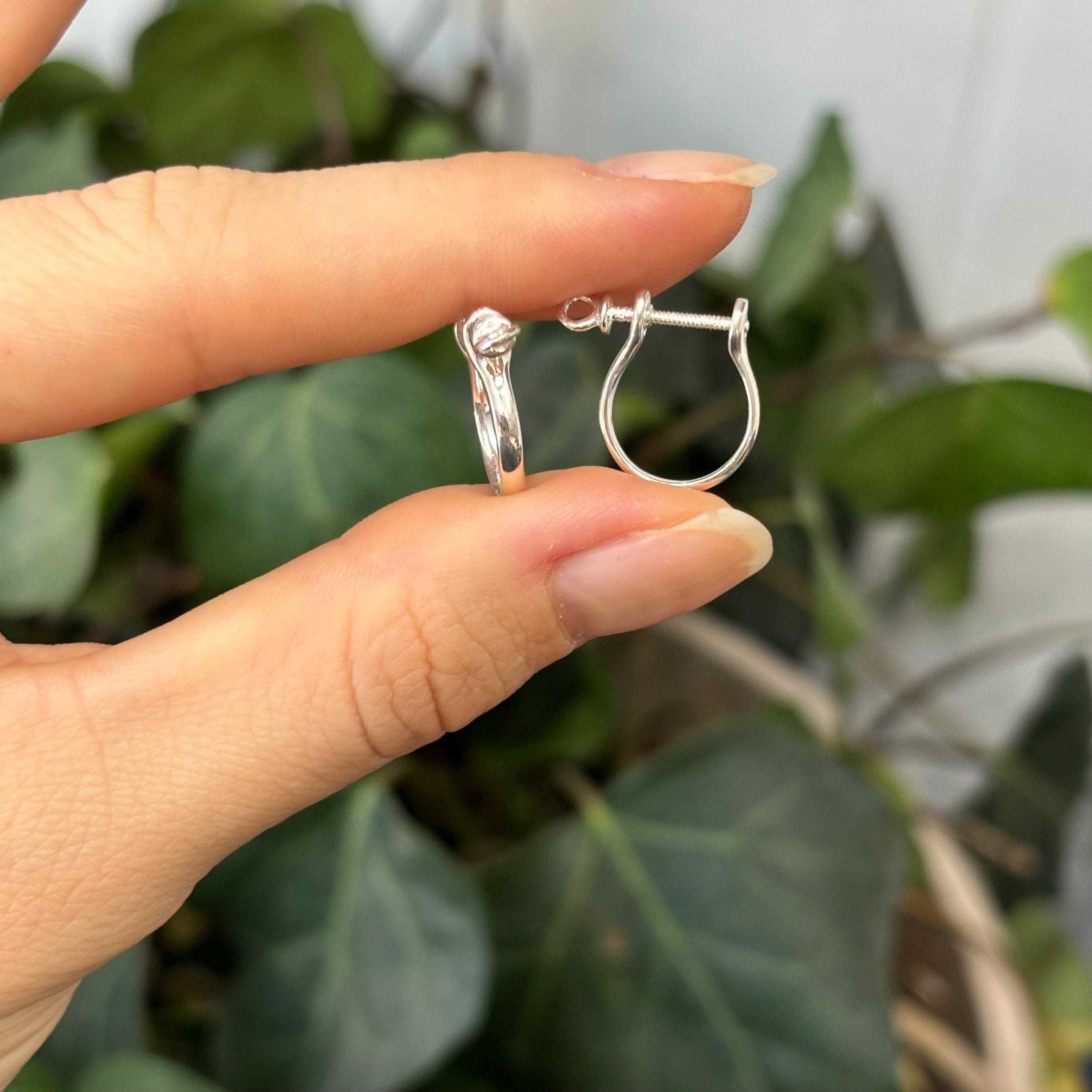 Sterling Silver Shackle Screw Link Hoop Earrings