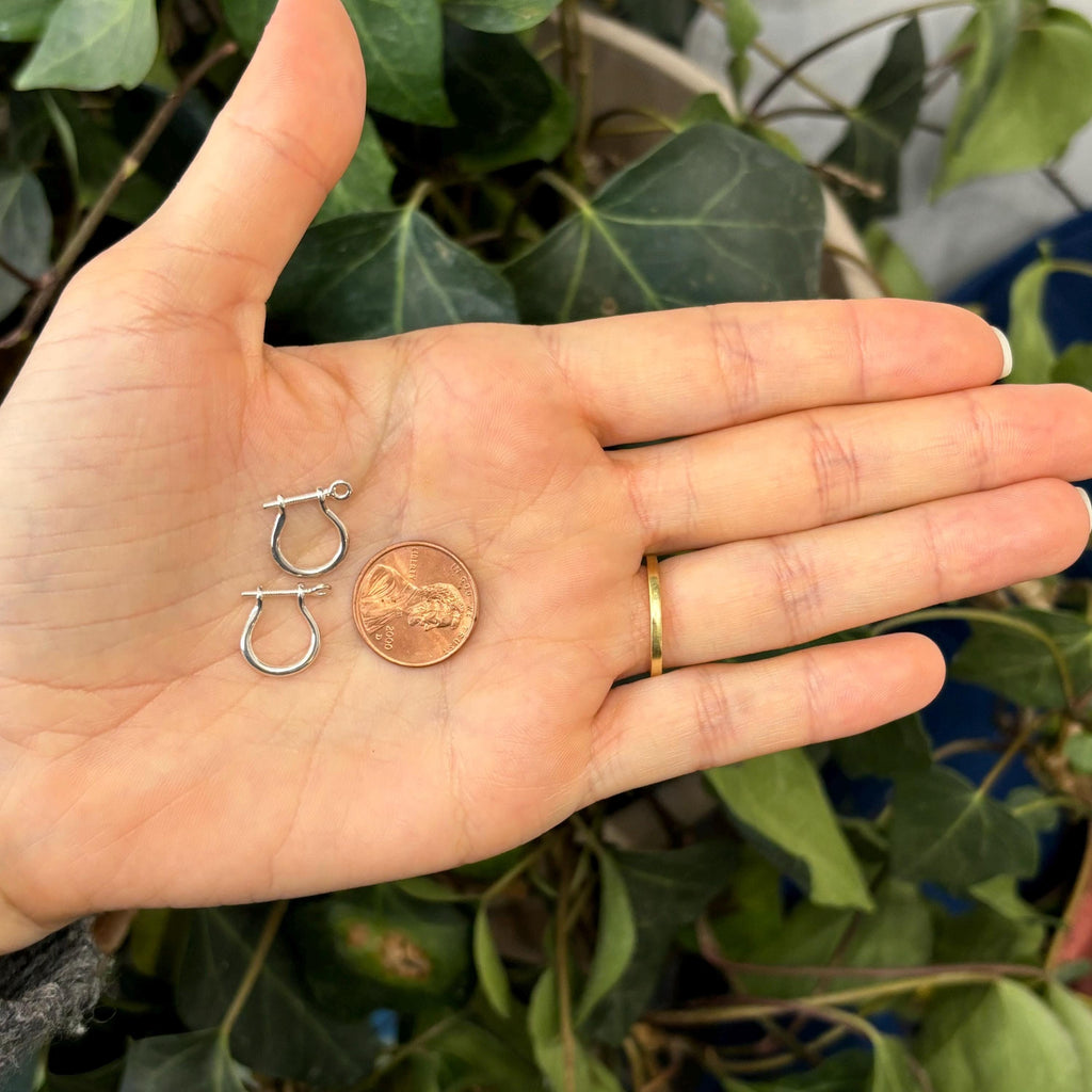 Sterling Silver Shackle Screw Link Hoop Earrings