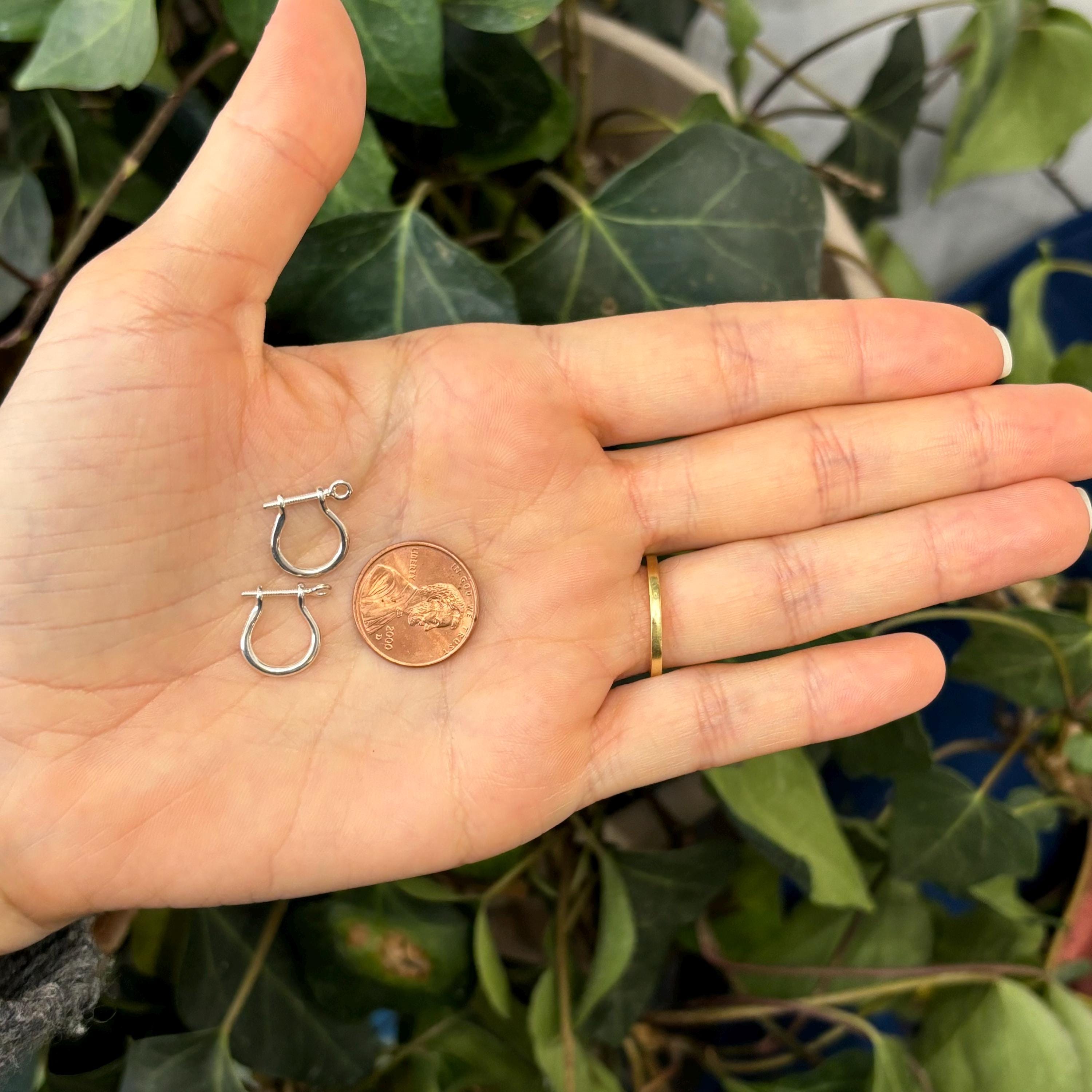 Sterling Silver Shackle Screw Link Hoop Earrings