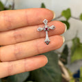 10k White Gold Ruby and Diamond Fleur de Lis Cross Pendant Slide