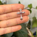 10k White Gold Ruby and Diamond Fleur de Lis Cross Pendant Slide
