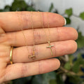 14k Gold .01 Carat Diamond Thin Cross Pendant Necklace Youth 15”