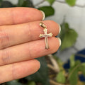 14k Rose Gold and Yellow Gold Small Cross Charm Pendant Two-Tone