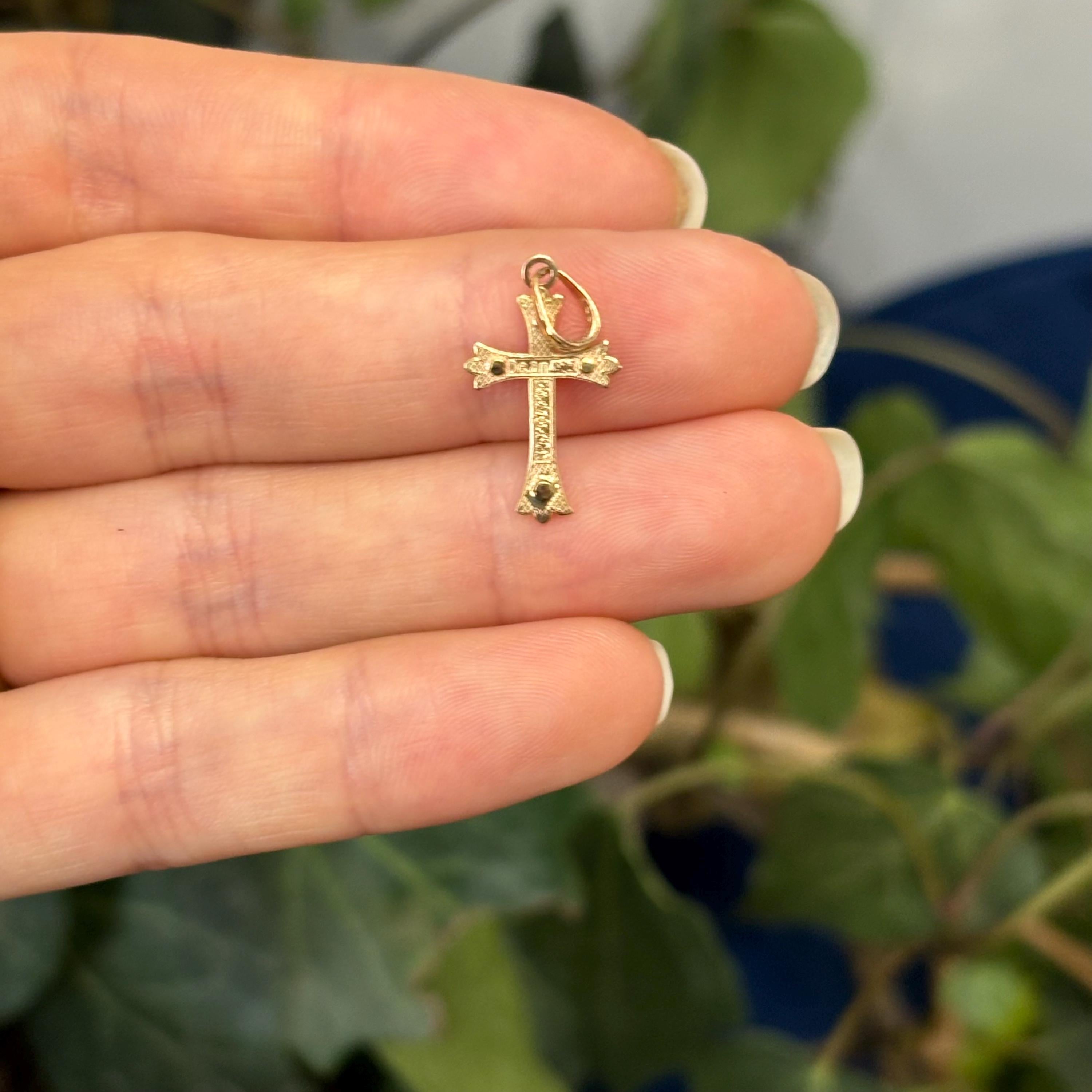 14k Rose Gold and Yellow Gold Small Cross Charm Pendant Two-Tone