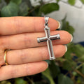 14K White Gold Large 3D Cross Pendant Hollow