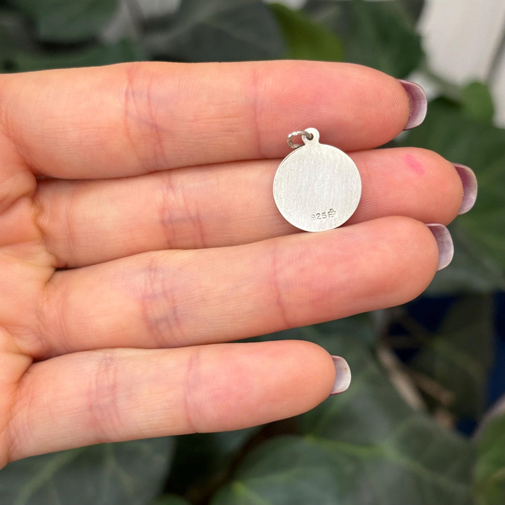 Sterling Silver St Elizabeth Seton Satin Medal Pendant Charm 15mm
