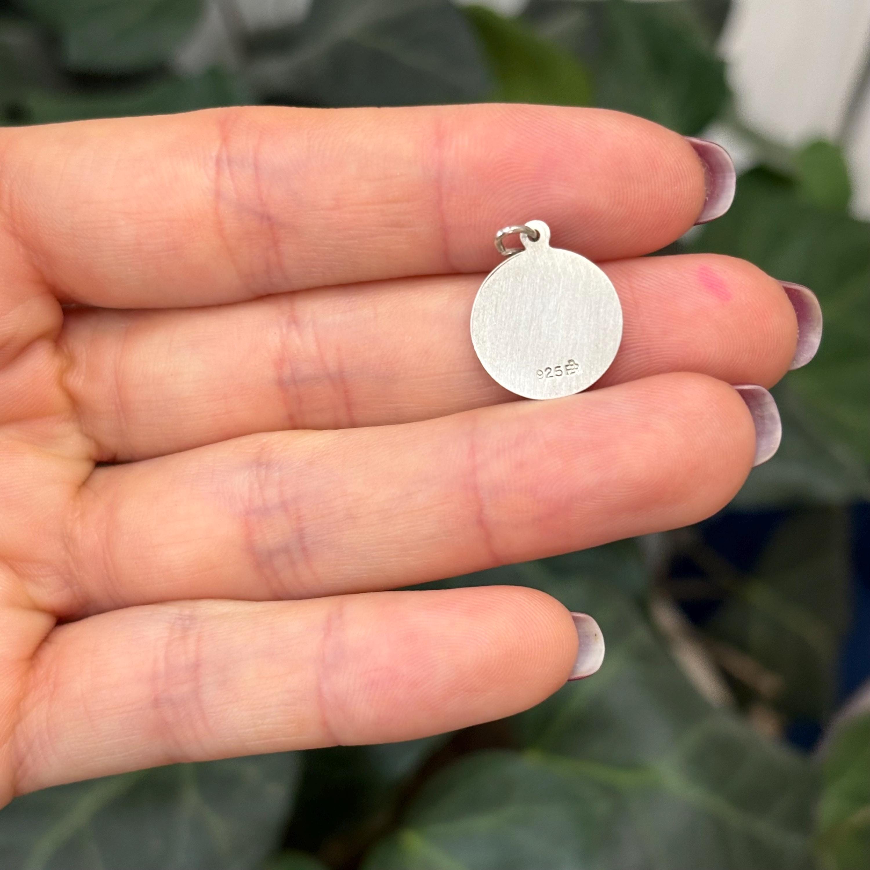 Sterling Silver St Elizabeth Seton Satin Medal Pendant Charm 15mm