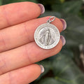Sterling Silver Miraculous Medal Round Pendant 18mm