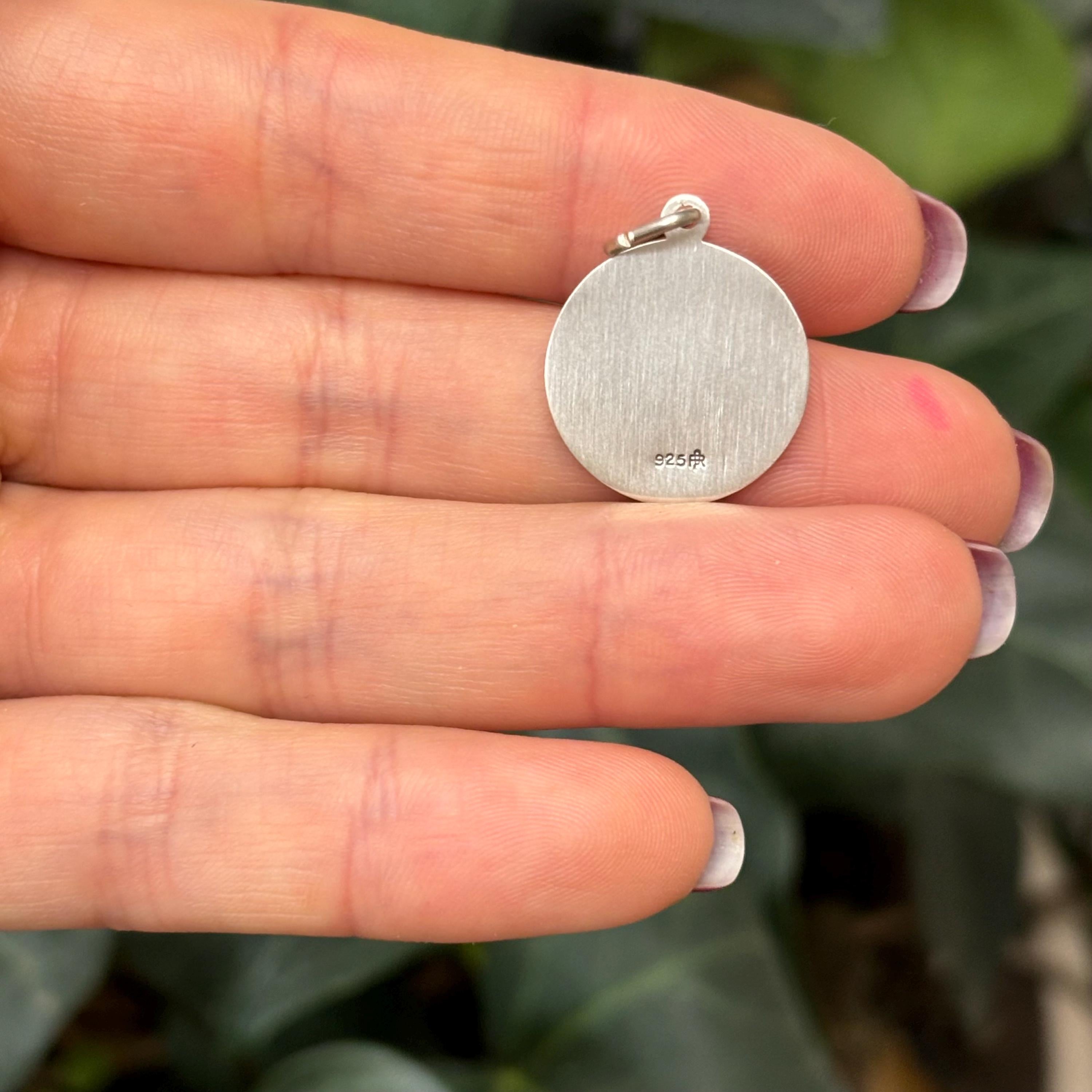 Sterling Silver Our Guardian Angel Round Medal Charm Pendant 20mm