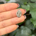 Sterling Silver Miraculous Medal Oval Framed Charm Pendant 17mm x 10mm