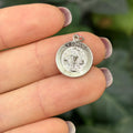 Sterling Silver Holy Communion Round Medal Charm Pendant 15mm