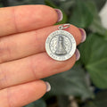 Sterling Silver Our Lady of Loretto Round Medal Charm Pendant 18mm