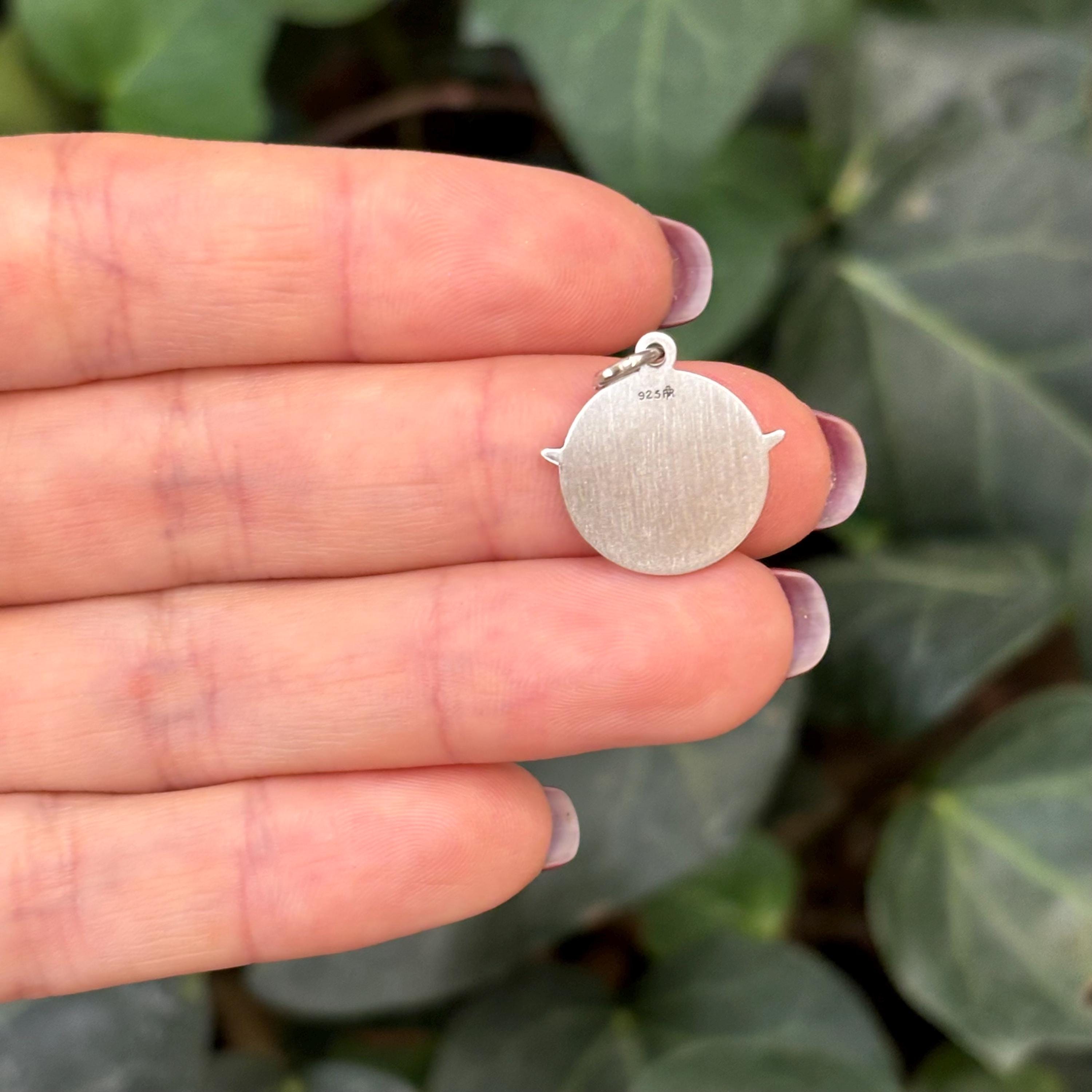 Sterling Silver Holy Spirit Dove Round Medal Charm Pendant