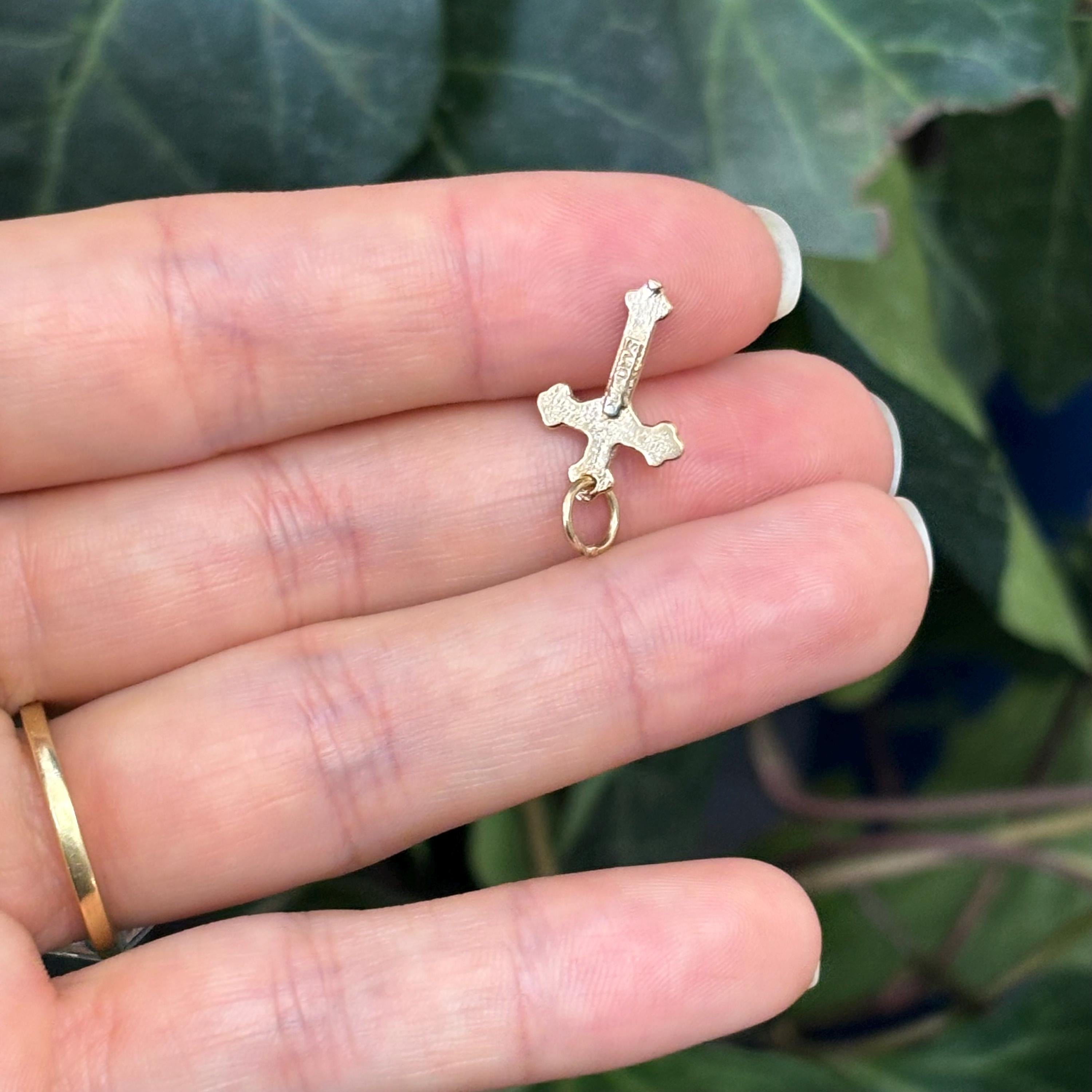 10k Gold Crucifix 2D Cross Charm Pendant