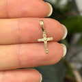 10k Gold Heart and Flower Cross Mini Charm Pendant