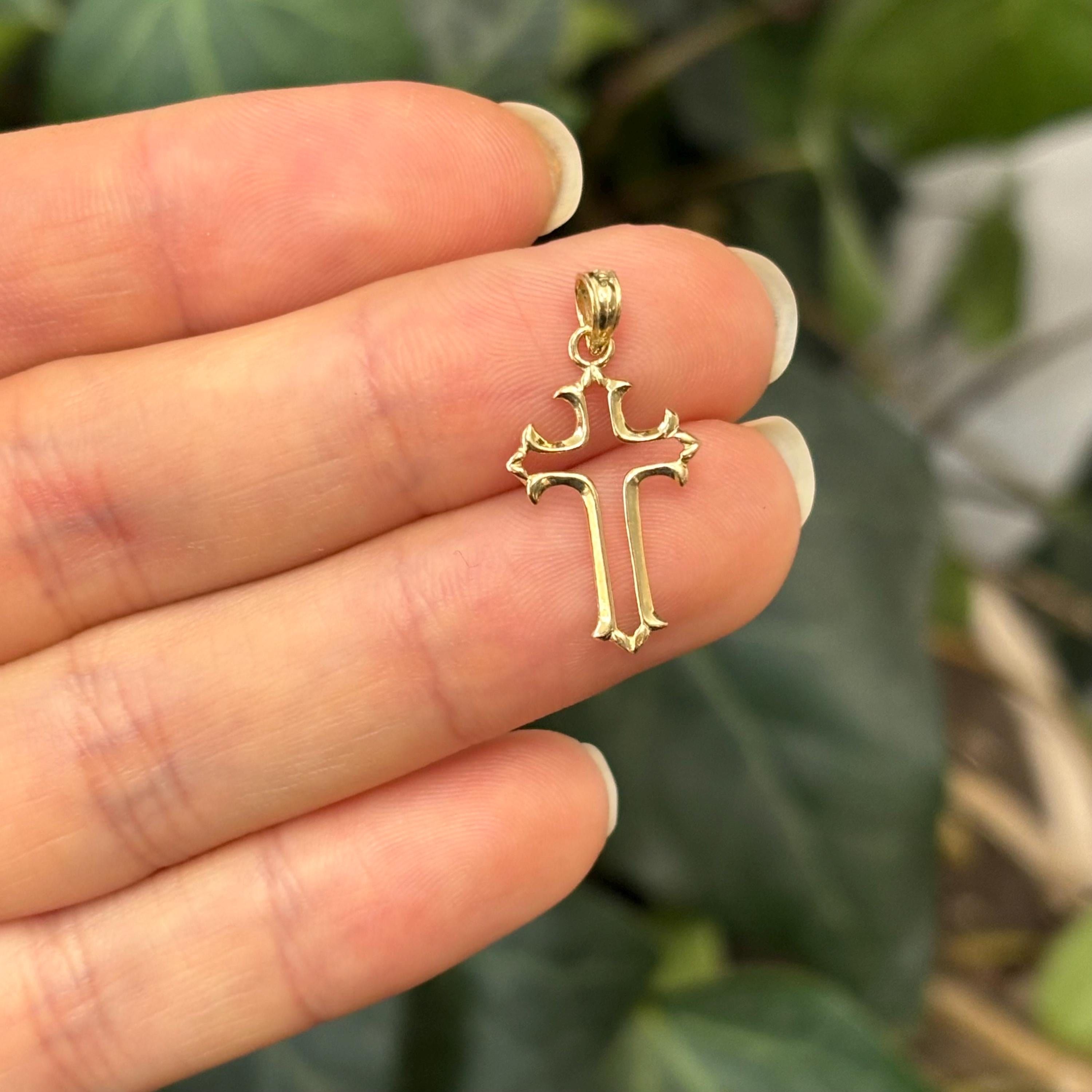 10k Gold Cut-Out Cross Small Charm Pendant