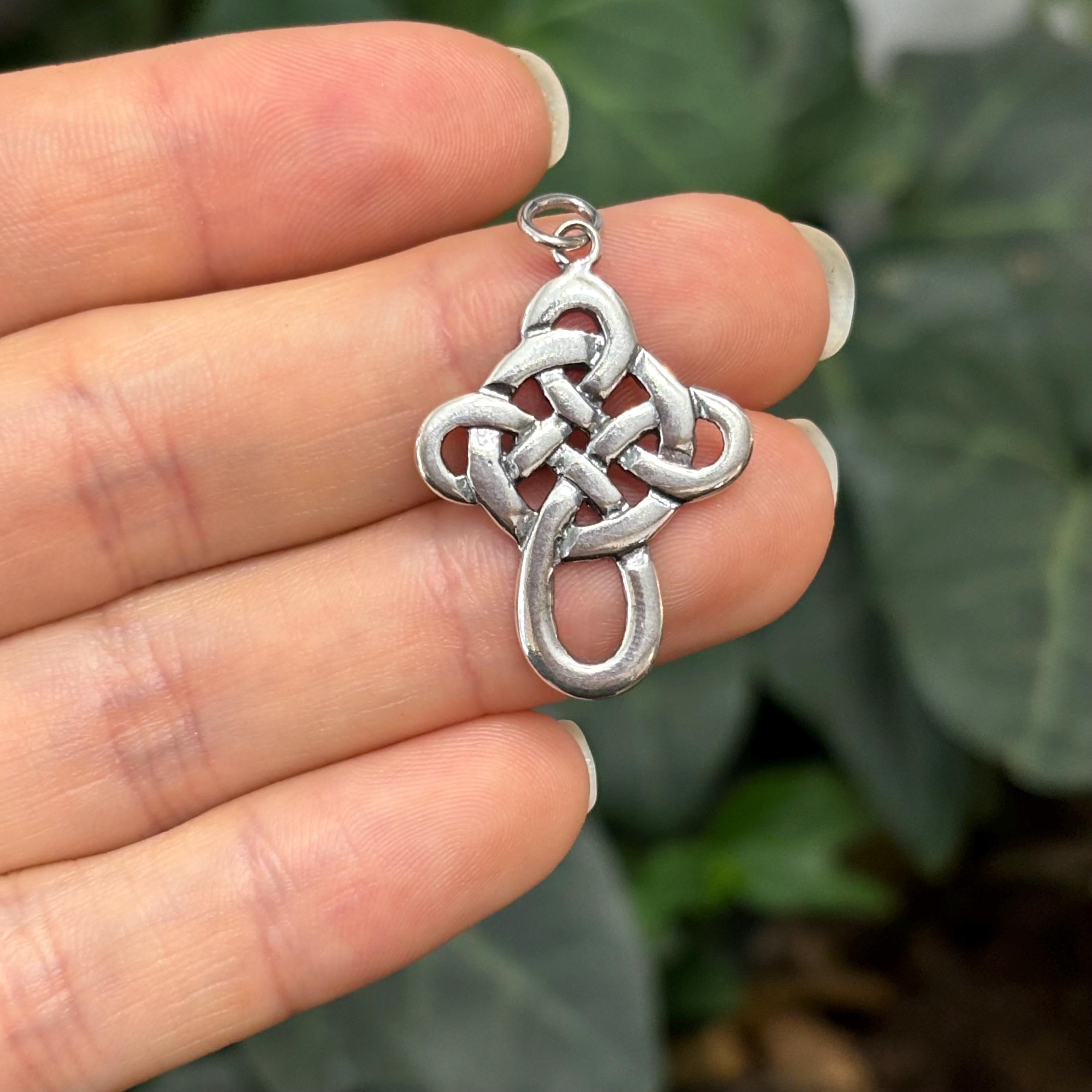 Sterling Silver Celtic Knot Cross Charm Pendant 28mm