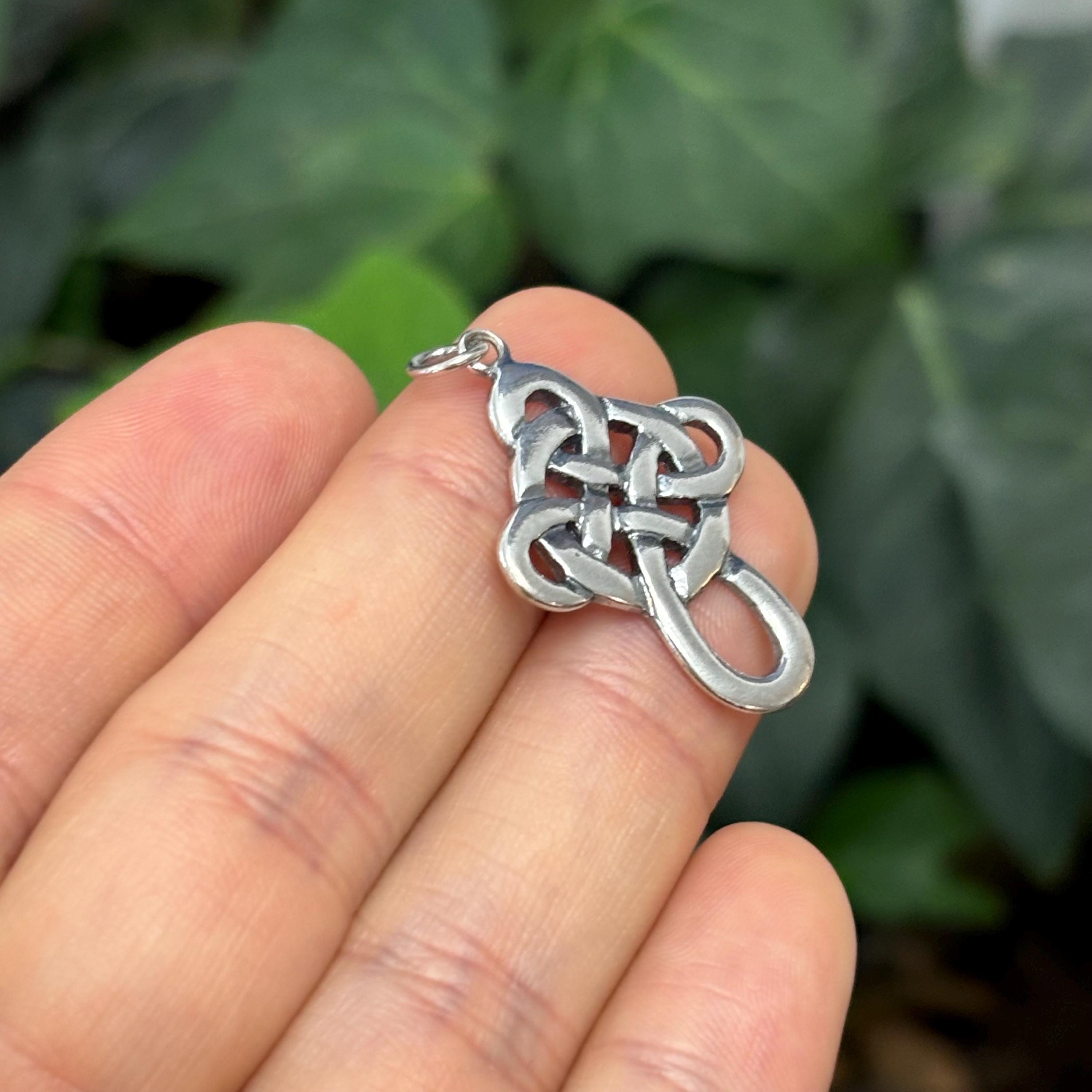 Sterling Silver Celtic Knot Cross Charm Pendant 28mm
