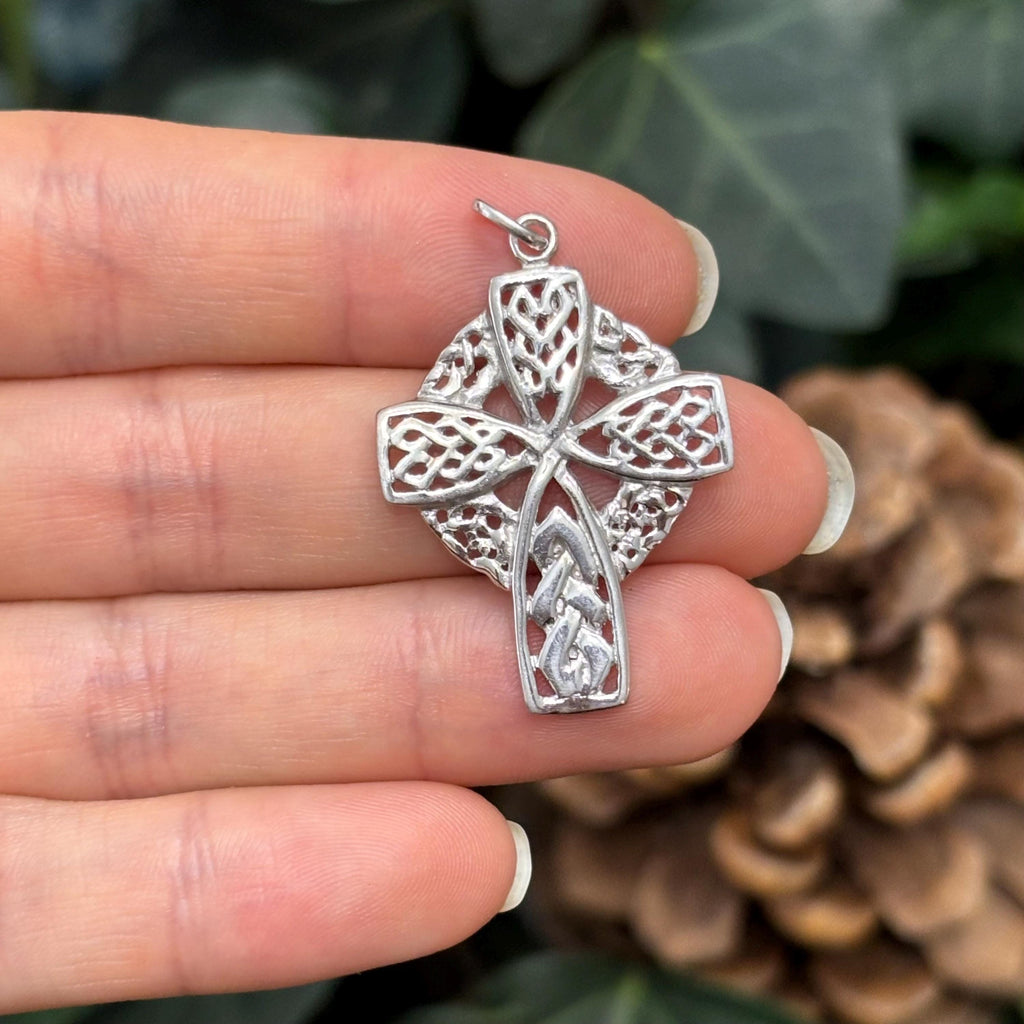 Sterling Silver Celtic Knot Weave Cross Charm Pendant