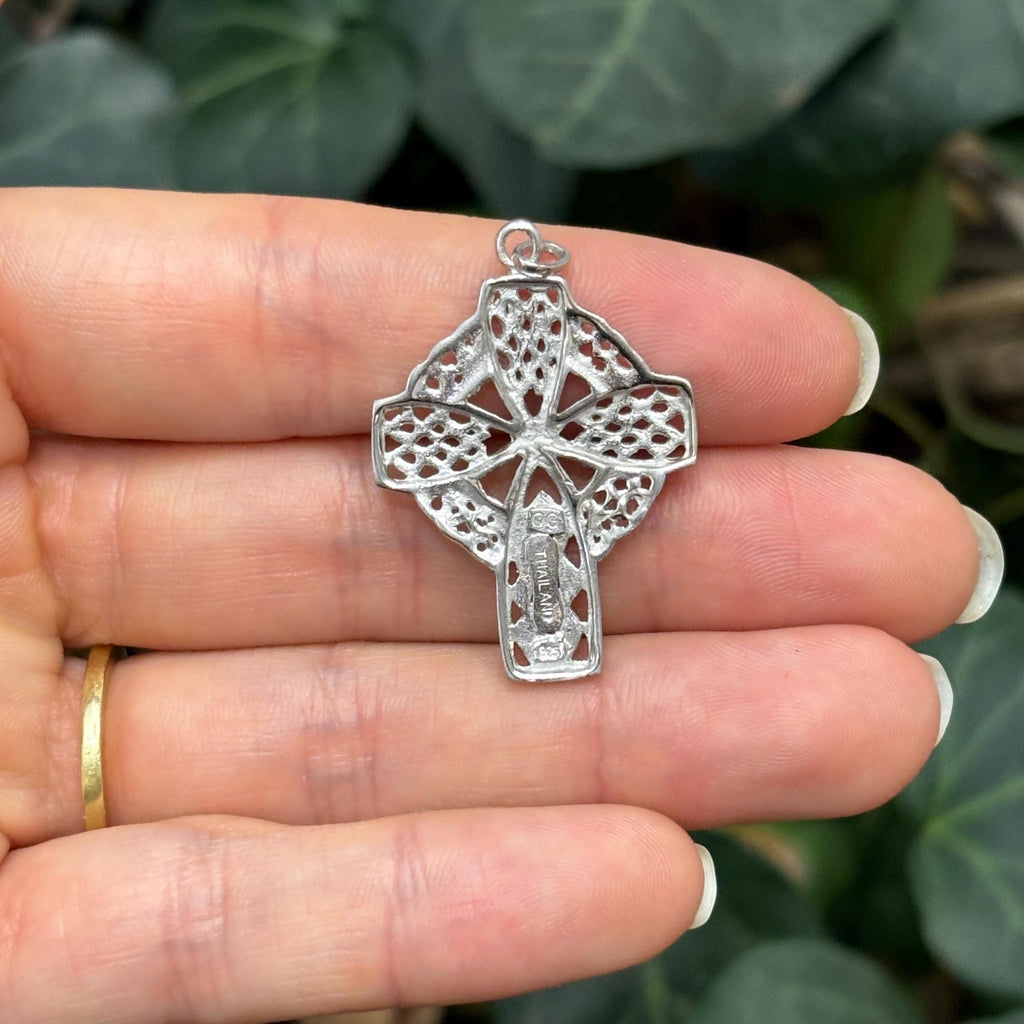 Sterling Silver Celtic Knot Weave Cross Charm Pendant