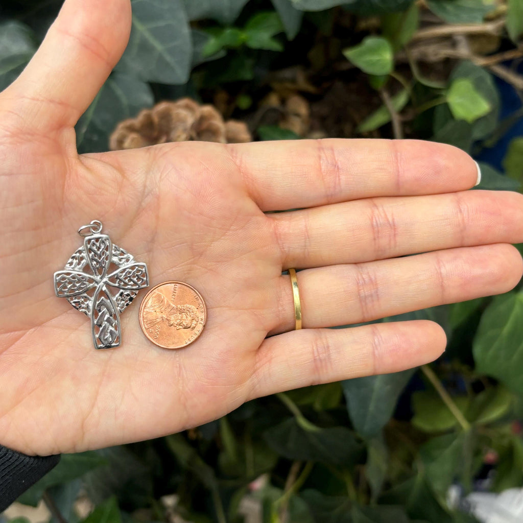 Sterling Silver Celtic Knot Weave Cross Charm Pendant