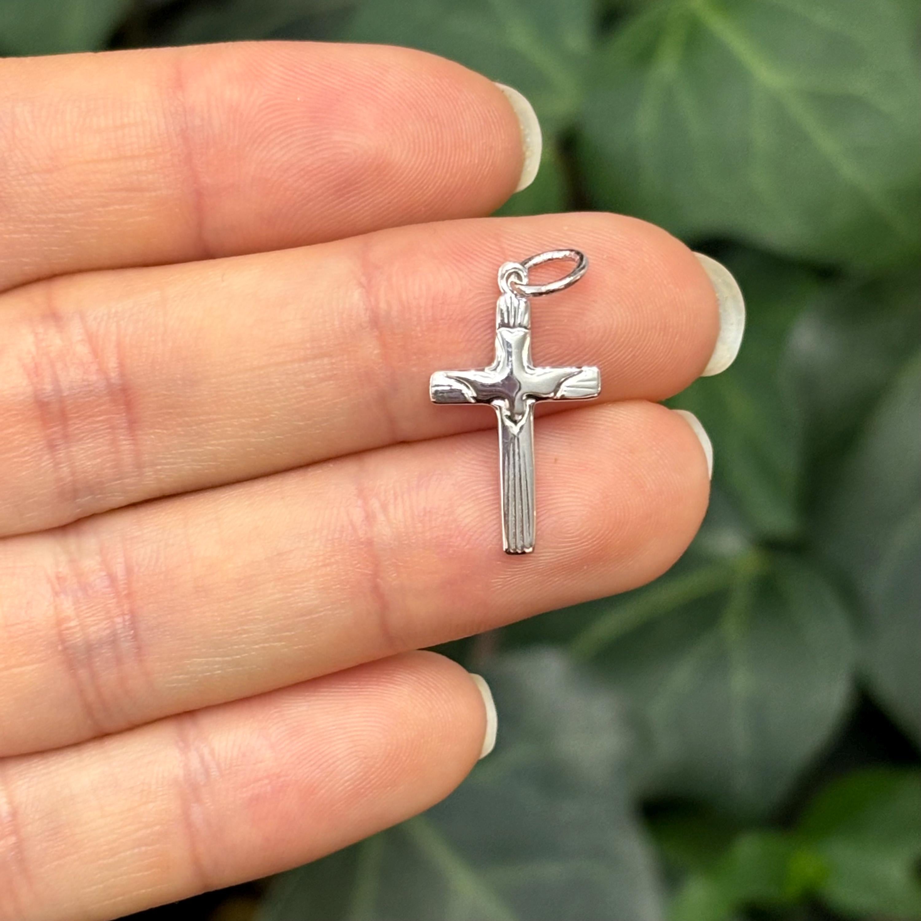 Sterling Silver Dove Cross Charm Pendant