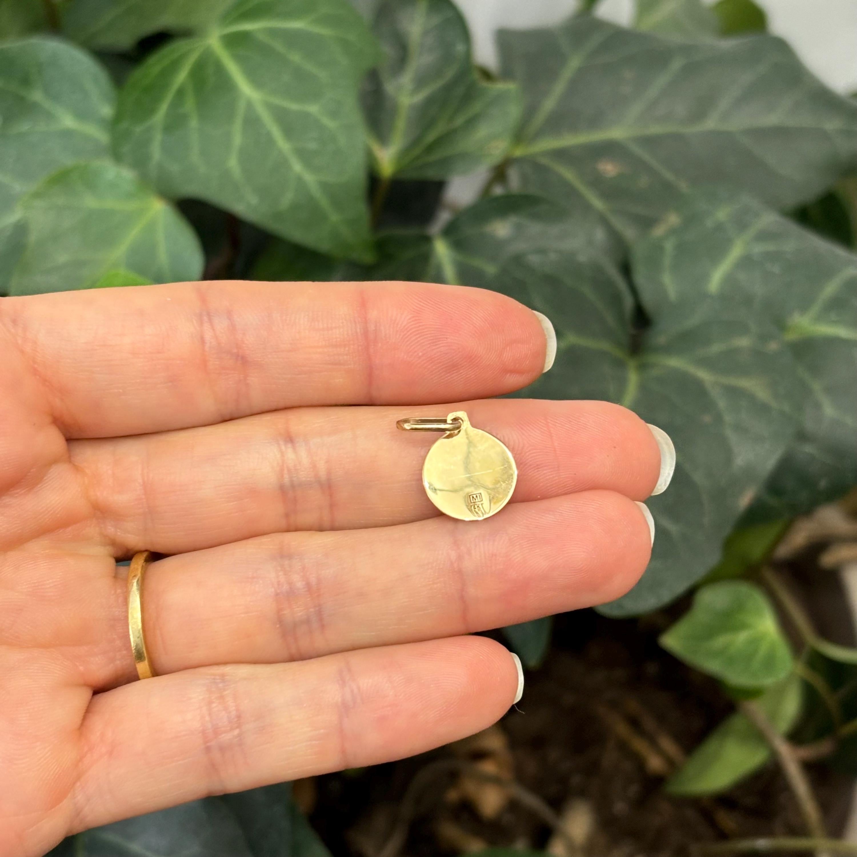 14k Gold St Anthony Medal Round Medal Pendant 12mm