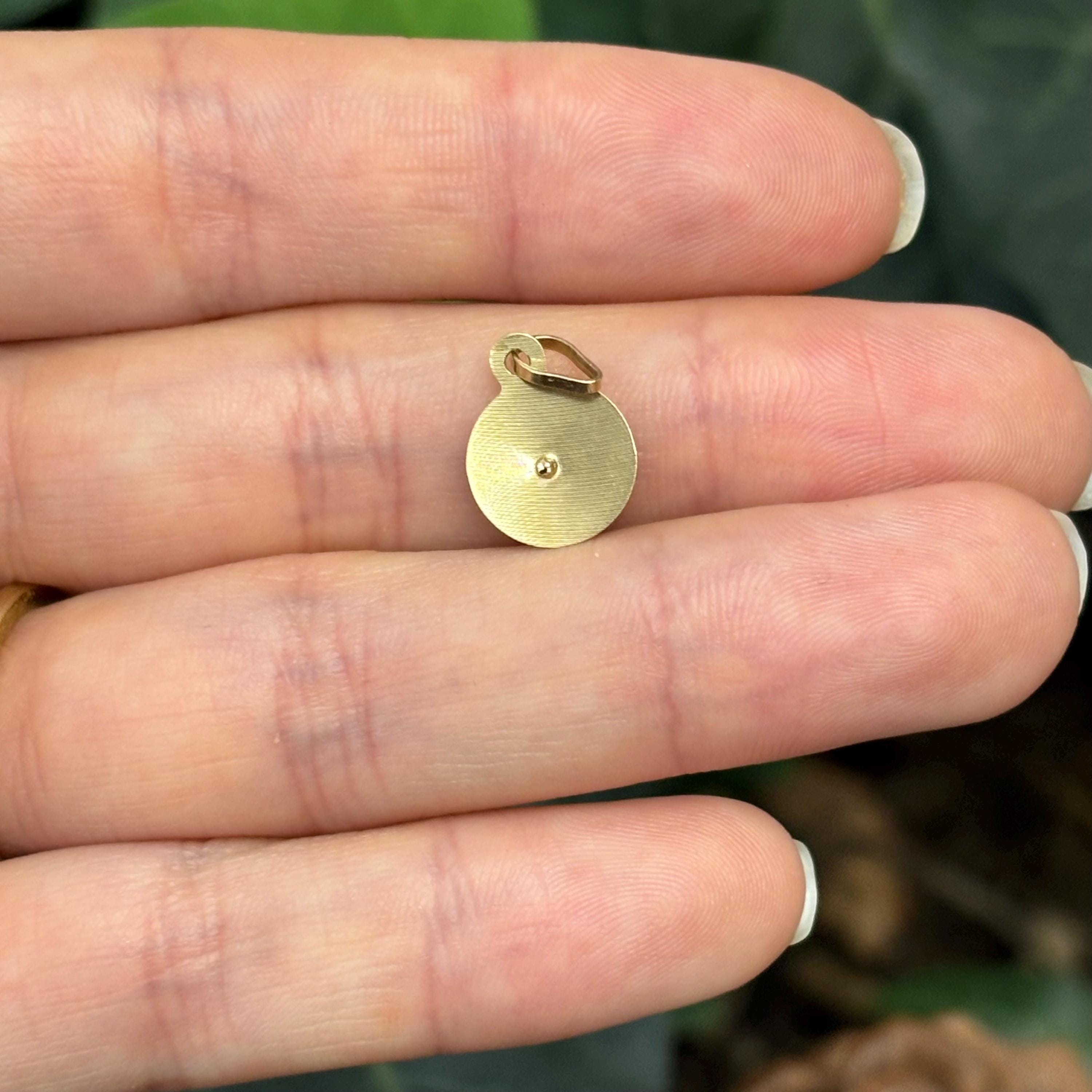 14k Gold Infant Baptism Medal Round Medal Charm Pendant 10mm