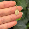 14k Gold Guadalupe Oval Medal Medal Pendant Matte
