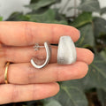 Sterling Silver Brushed Matte Finish Chunku J-Hoop Earrings 22mm
