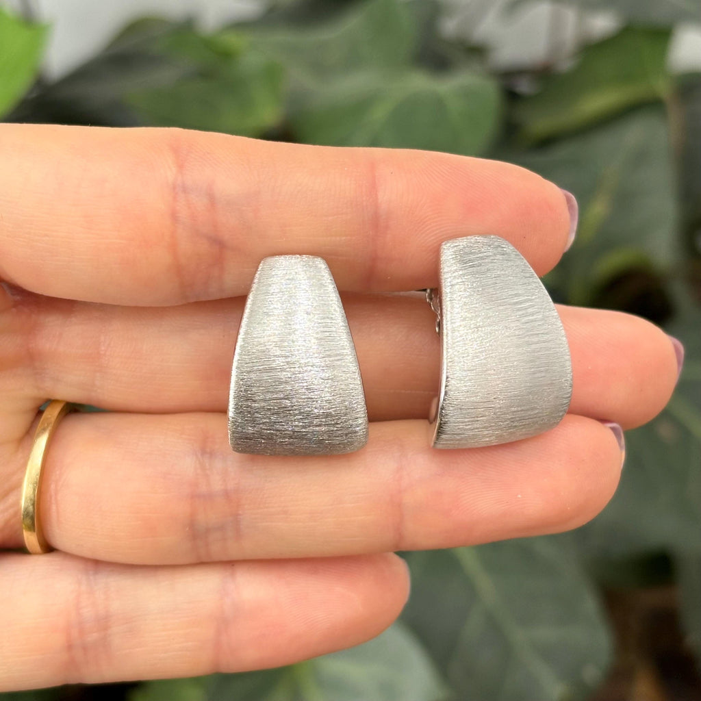 Sterling Silver Brushed Matte Finish Chunku J-Hoop Earrings 22mm