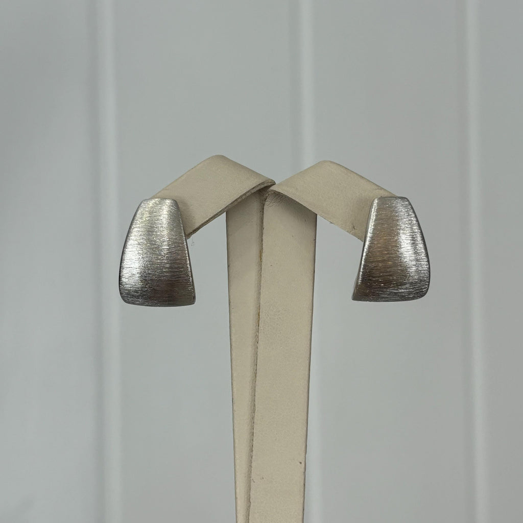 Sterling Silver Brushed Matte Finish Chunku J-Hoop Earrings 22mm