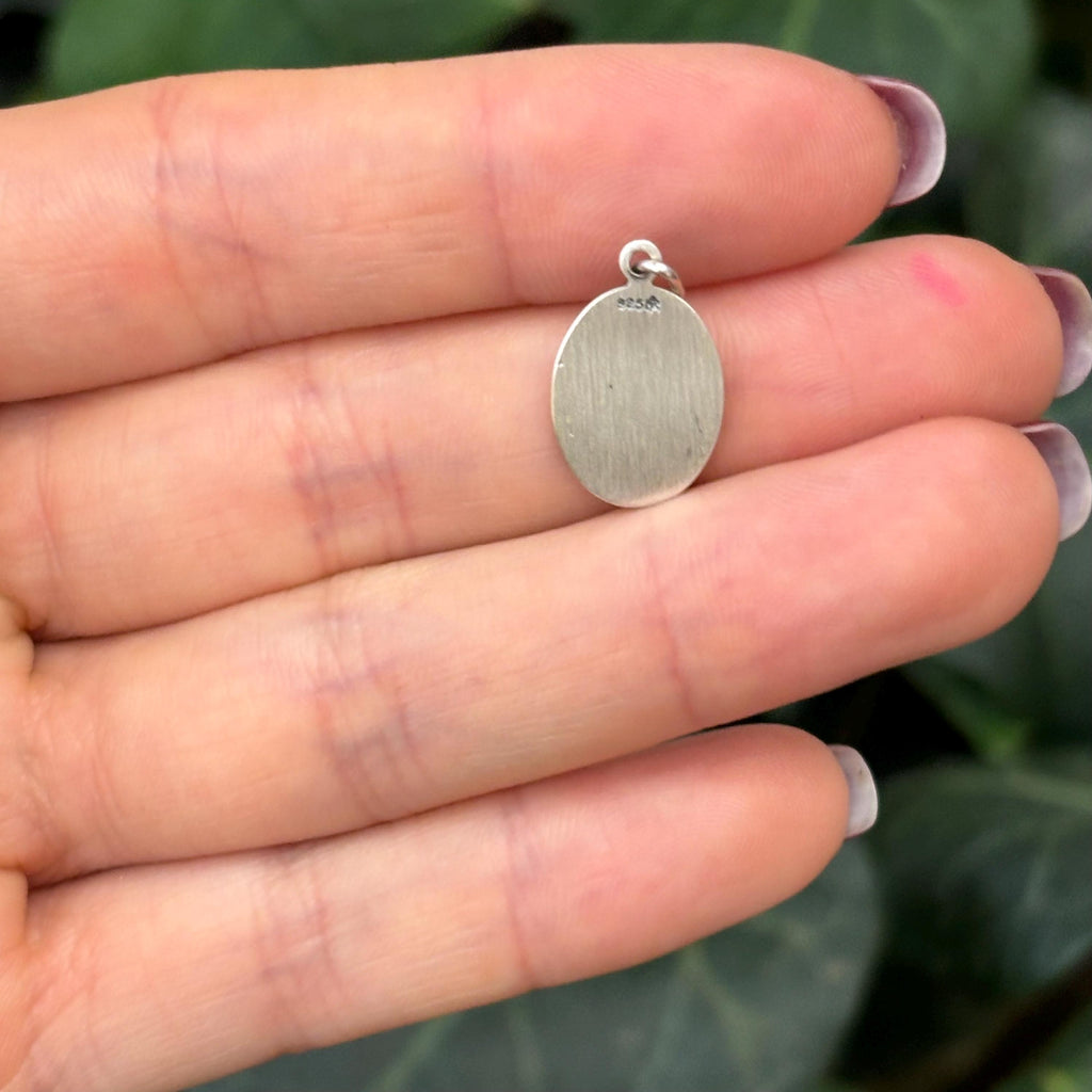 Sterling Silver St Christopher Oval Charm Pendant 18mm x 10mm Small
