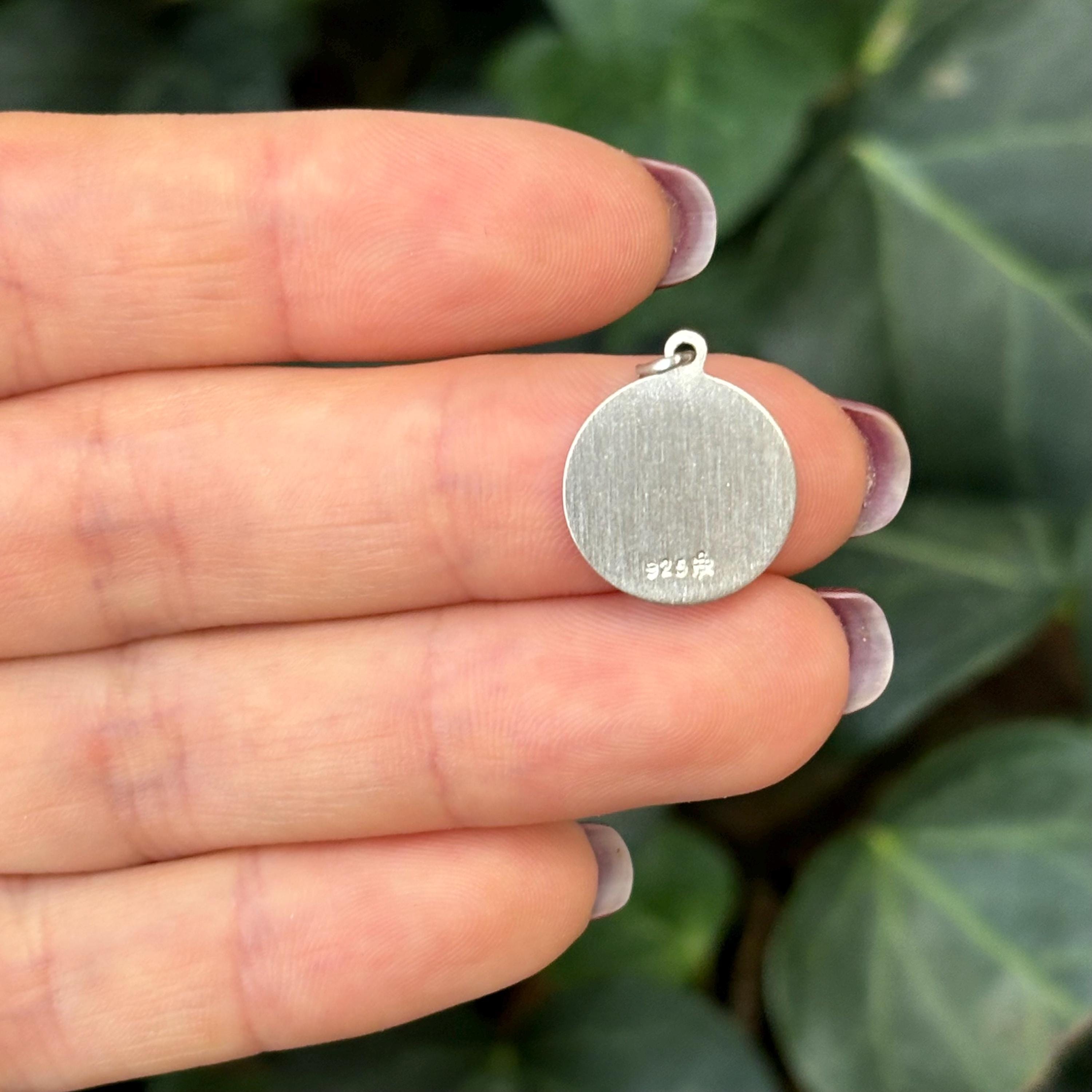 Sterling Silver Holy Communion Round Medal Charm Pendant 15mm